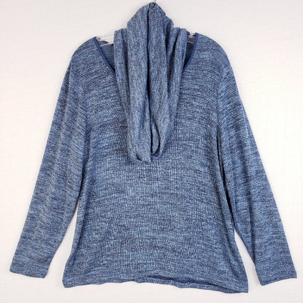 Chico's Convertible Sweater Pullover Mock Neck Blue Metallic Lightweight size L
